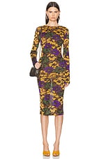 Saint Laurent Floral Dress in Noir Multicolor, view 2, click to view large image.