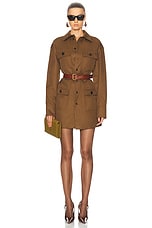 Saint Laurent Mini Shirt Dress in Ecorce, view 1, click to view large image.