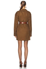Saint Laurent Mini Shirt Dress in Ecorce, view 3, click to view large image.