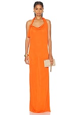 Saint Laurent Jersey Halterneck Dress in Orange, view 2, click to view large image.