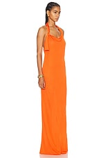 Saint Laurent Jersey Halterneck Dress in Orange, view 3, click to view large image.