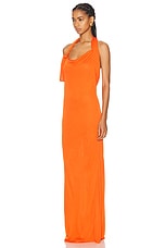 Saint Laurent Jersey Halterneck Dress in Orange, view 4, click to view large image.