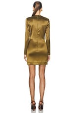 Saint Laurent Long Sleeve Mini Dress in Vert Kaki, view 3, click to view large image.