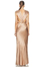 Saint Laurent Satin Long Dress in Rose Des Sables, view 3, click to view large image.