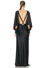 Saint Laurent V-neck Long Dress in Noir, view 4, click to view large image.