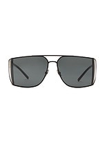 Saint Laurent Rectangle Sunglasses in Black, view 1, click to view large image.