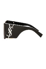 Saint Laurent Blaze Sunglasses in Black, view 3, click to view large image.
