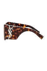 Saint Laurent Blaze Sunglasses in Shiny Medium Havana, view 3, click to view large image.