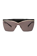 Saint Laurent SL 614 Mask Sunglasses in Black, view 1, click to view large image.
