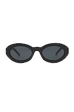 Saint Laurent Oval Sunglasses in Black, view 1, click to view large image.