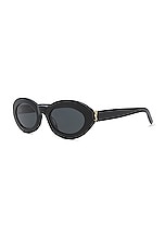 Saint Laurent Oval Sunglasses in Black, view 2, click to view large image.
