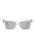 Saint Laurent SL 657  Sunglasses in Beige & Silver, view 1, click to view large image.