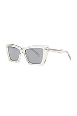 Saint Laurent SL 657  Sunglasses in Beige & Silver, view 2, click to view large image.