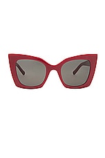 Saint Laurent Cat Eye Sunglasses in Red & Grey, view 1, click to view large image.