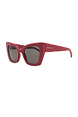 Saint Laurent Cat Eye Sunglasses in Red & Grey, view 2, click to view large image.