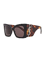 Saint Laurent SL M119 Blaze Sunglasses in Black & Havana, view 2, click to view large image.
