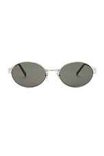 Saint Laurent SL 692 Sunglasses in Silver & Grey, view 1, click to view large image.