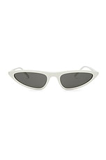 Saint Laurent Skinny Sunglasses in White & Grey, view 1, click to view large image.