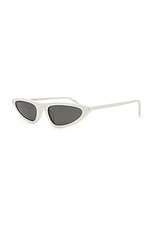 Saint Laurent Skinny Sunglasses in White & Grey, view 2, click to view large image.