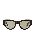 Saint Laurent Cat Eye Sunglasses in Havana & Green, view 1, click to view large image.