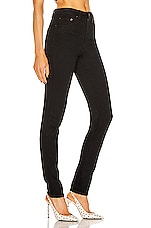 Saint Laurent High Waist Skinny Jean in Worn Black, view 2, click to view large image.