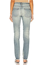Saint Laurent Medium Waist Skinny Jean in Bright Blue, view 3, click to view large image.