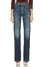 Saint Laurent Miles Creased Jean in North Medium Blue, view 1, click to view large image.