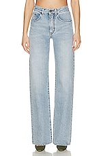 Saint Laurent Kate Wide Leg Jean in Tucson Blue, view 1, click to view large image.