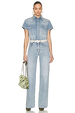 Saint Laurent Kate Wide Leg Jean in Tucson Blue, view 4, click to view large image.