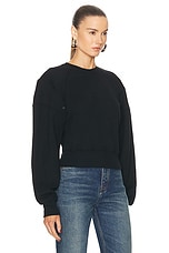 Saint Laurent Cropped Sweater in Noir, view 2, click to view large image.