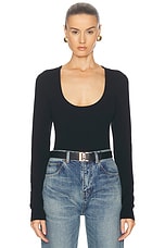 Saint Laurent Scoop Neck Sweater in Noir, view 1, click to view large image.