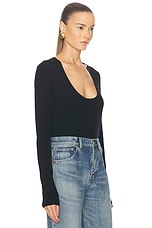 Saint Laurent Scoop Neck Sweater in Noir, view 2, click to view large image.