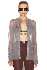 Saint Laurent Sheer Cardigan in Gris Acier, view 1, click to view large image.