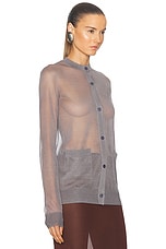 Saint Laurent Sheer Cardigan in Gris Acier, view 2, click to view large image.