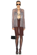 Saint Laurent Sheer Cardigan in Gris Acier, view 4, click to view large image.