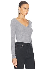 Saint Laurent V-neck Sweater in Gris Chine, view 2, click to view large image.