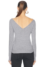 Saint Laurent V-neck Sweater in Gris Chine, view 3, click to view large image.