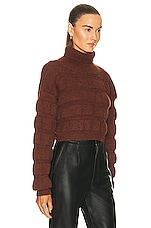 Saint Laurent Cropped Pullover Sweater in Marron, view 2, click to view large image.