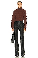 Saint Laurent Cropped Pullover Sweater in Marron, view 4, click to view large image.