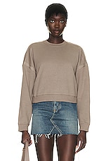 Saint Laurent Round Neck Sweatshirt in Mastic, view 1, click to view large image.