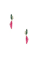 Saint Laurent Star and Seashell Earrings in Light Gold & Pink & Green, view 3, click to view large image.
