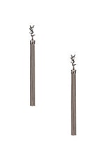 Saint Laurent Loulou Chain Earrings in Argent Oxyde, view 1, click to view large image.