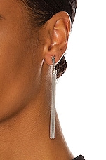 Saint Laurent Loulou Chain Earrings in Argent Oxyde, view 2, click to view large image.