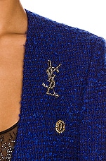 Saint Laurent Opyum Textured Croco Brooch in Argent Oxyde, view 2, click to view large image.