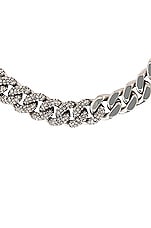 Saint Laurent Rhinestone Thick Curb Chain Necklace in Argent Oxyde & Crystal, view 3, click to view large image.