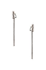 Saint Laurent Cocktail Earrings in Argent Oxyde & Crystal, view 3, click to view large image.