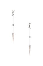 Saint Laurent YSL Rhinestone Spike Earring in Palladium Crystal, view 1, click to view large image.