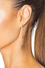 Saint Laurent YSL Rhinestone Spike Earring in Palladium Crystal, view 2, click to view large image.