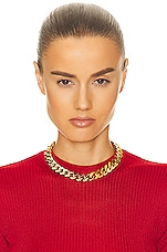 Saint Laurent Thick Curb Chain Necklace in Or Pale Or Laiton, view 2, click to view large image.