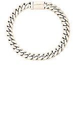 Saint Laurent Thick Curb Chain Necklace in Argent Oxyde, view 1, click to view large image.
